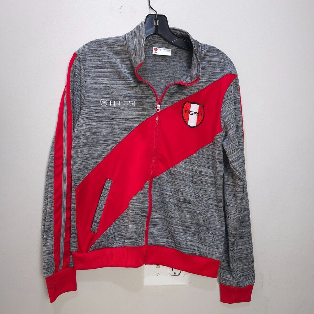 Peru Soccer National‎ Team Jacket Womens L Full Zip Retro Track Sweater Tiffosi